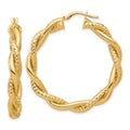 Leslie's 14K Polished and Textured Twisted Round Hoop Earrings