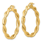 Leslie's 14K Polished and Textured Twisted Round Hoop Earrings - Image 2