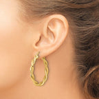 Leslie's 14K Polished and Textured Twisted Round Hoop Earrings - Image 3