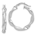 14K White Gold Polished and Brushed Twisted Hoop Earrings