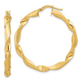 Leslie's 14K Polished and Brushed Twisted Hoop Earrings