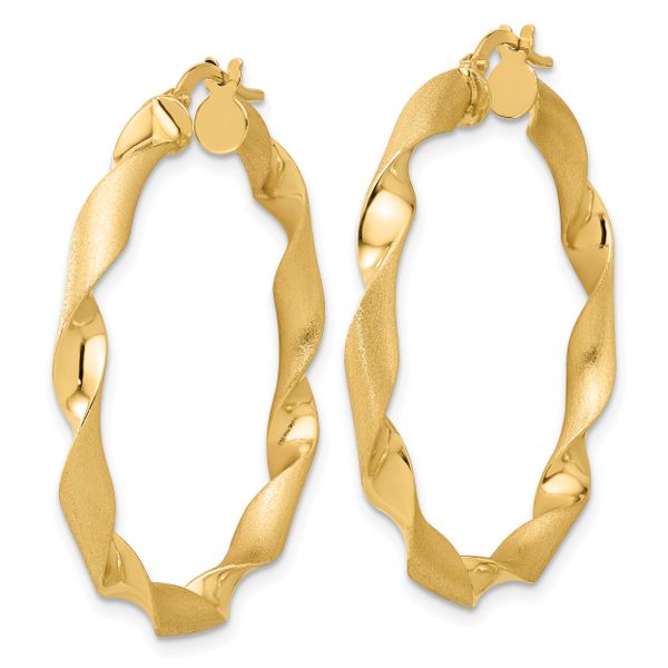Leslie's 14K Polished and Brushed Twisted Hoop Earrings - Image 2