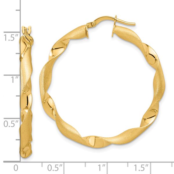 Leslie's 14K Polished and Brushed Twisted Hoop Earrings - Image 4