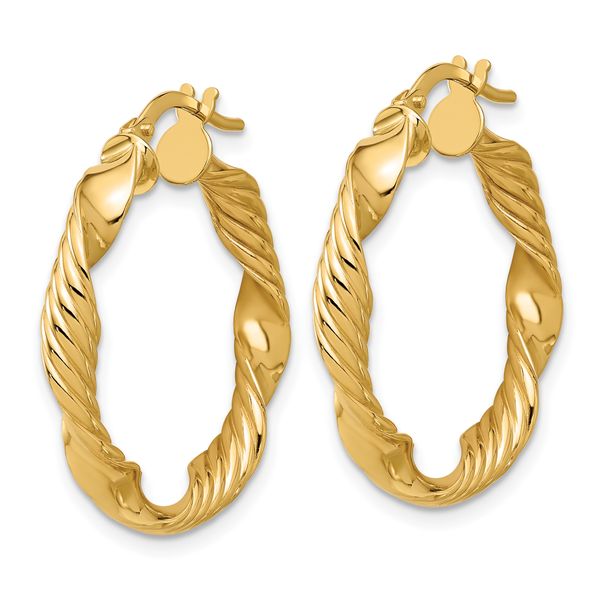 Leslie's 14K Polished and Textured Round Hoop Earrings - Image 2