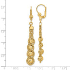 14K Polished Textured and Dia-cut Beaded Leverback Earrings - Image 4