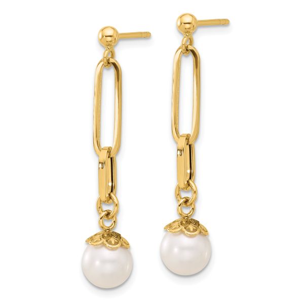 Leslie's 14K Polished Freshwater Cultured Pearl Post Dangle Earrings - Image 2
