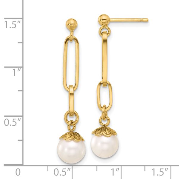 Leslie's 14K Polished Freshwater Cultured Pearl Post Dangle Earrings - Image 4