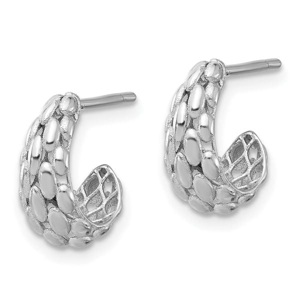 Leslie's 14K White Gold Satin J-Hoop Earrings - Image 2