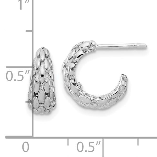 Leslie's 14K White Gold Satin J-Hoop Earrings - Image 4