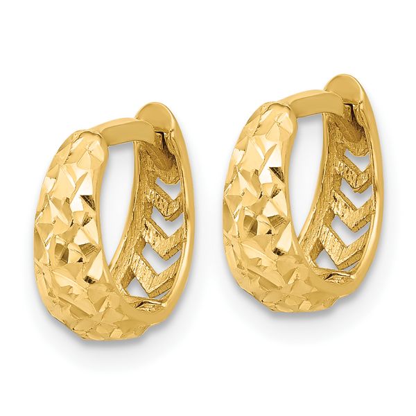 Leslie's 14K Polished and Diamond-cut Huggie Hoop Earrings - Image 2