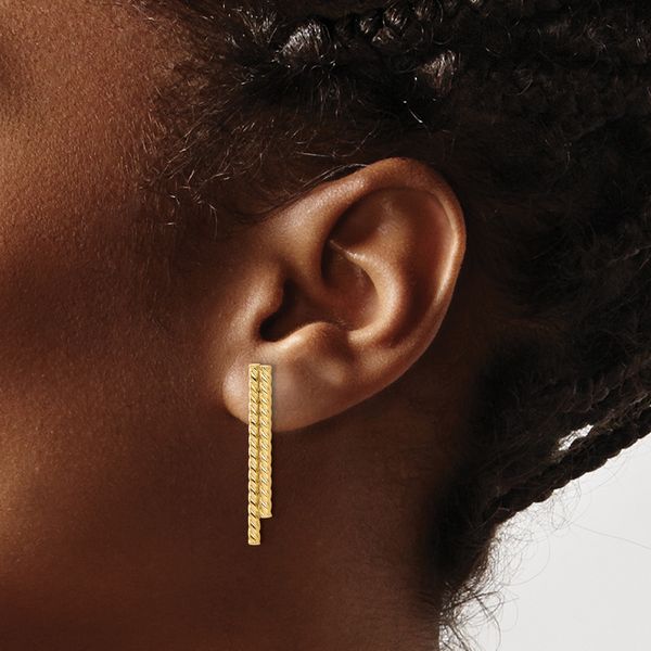 14K Polished Twisted Bar Post Earrings - Image 3