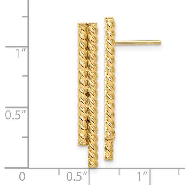 14K Polished Twisted Bar Post Earrings - Image 4