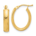 Leslie's 14K Polished and Textured Oval Hoop Earrings