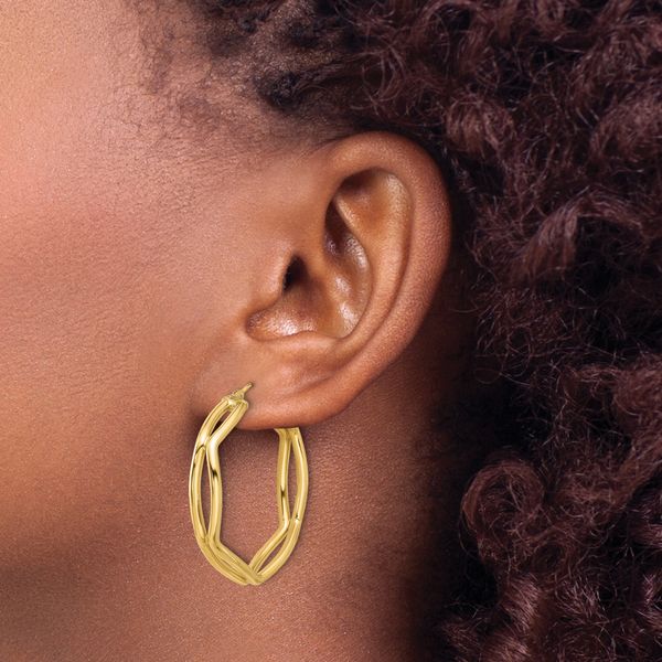 Leslie's 14K Polished Geometric Hoop Earrings - Image 3