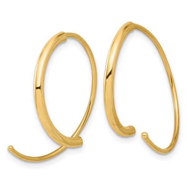 14K Polished Round Curved Threader Earrings - Image 2