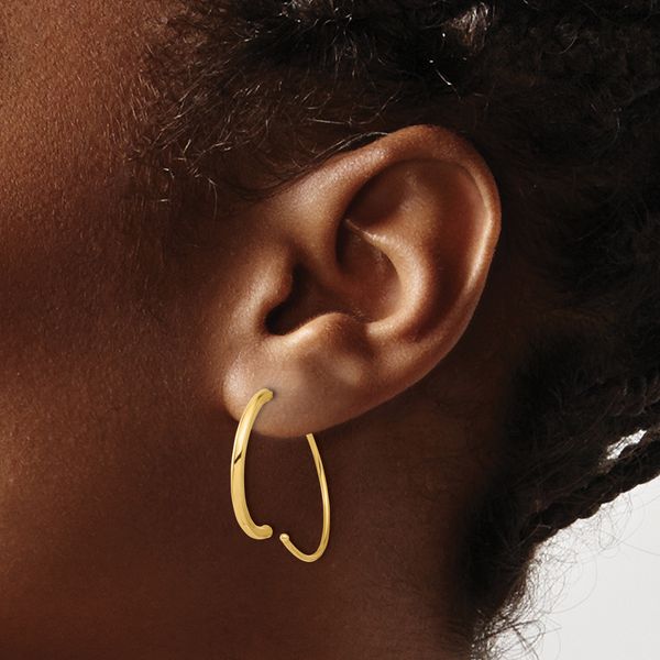14K Polished Round Curved Threader Earrings - Image 3