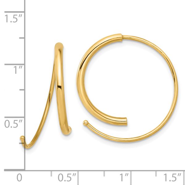 14K Polished Round Curved Threader Earrings - Image 4