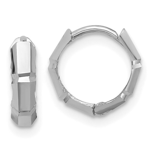 Leslie's 14K White Gold Polished/Diamond-cut Huggie Hoop Earrings