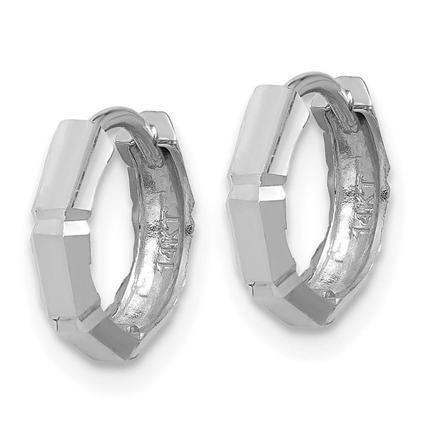 Leslie's 14K White Gold Polished/Diamond-cut Huggie Hoop Earrings - Image 2