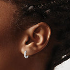 Leslie's 14K White Gold Polished/Diamond-cut Huggie Hoop Earrings - Image 3