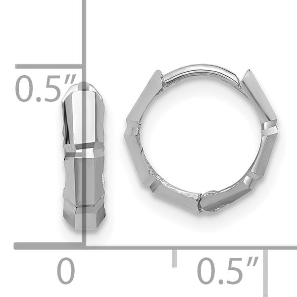Leslie's 14K White Gold Polished/Diamond-cut Huggie Hoop Earrings - Image 4