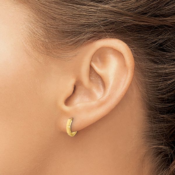 Leslie's 14K Polished and Diamond-cut Huggie Hoop Earrings - Image 3