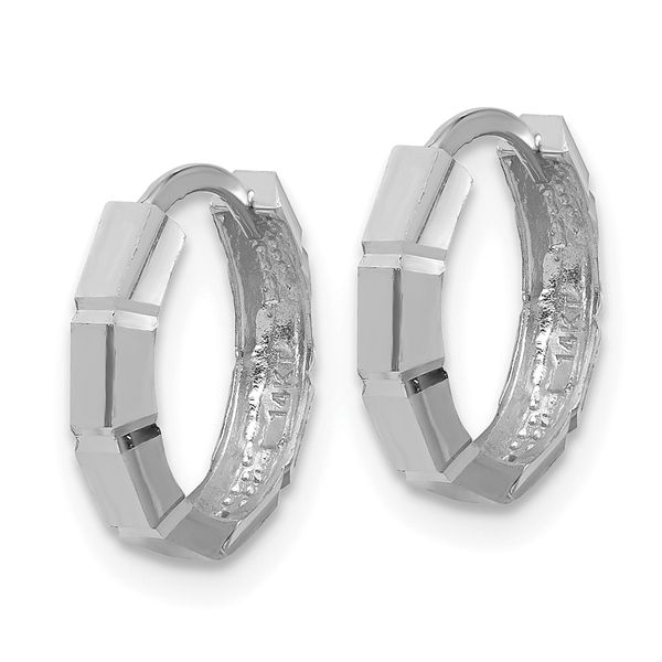 Leslie's 14K White Gold Polished/Diamond-cut Huggie Hoop Earrings - Image 2