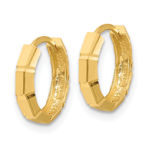 Leslie's 14K Polished and Diamond-cut Huggie Hoop Earrings - Image 2