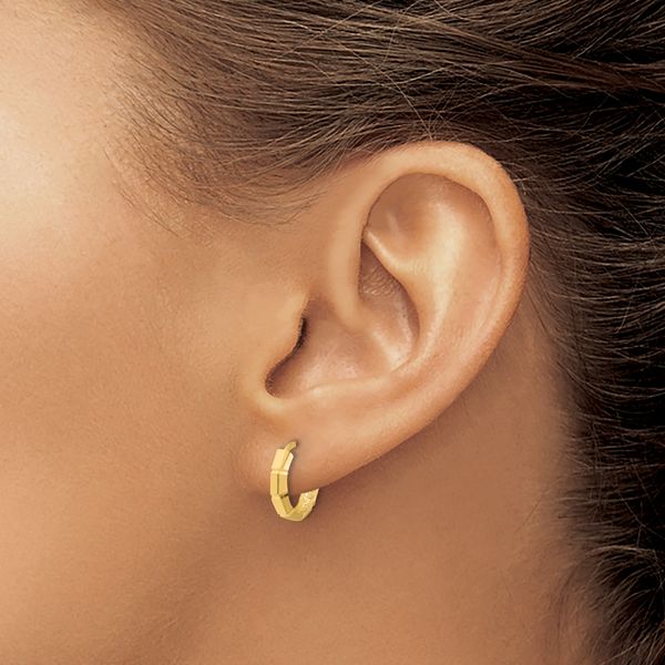 Leslie's 14K Polished and Diamond-cut Huggie Hoop Earrings - Image 3