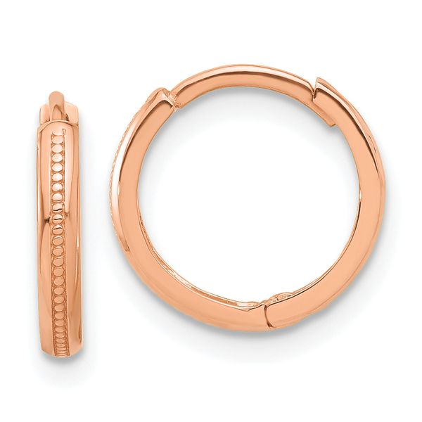 Leslie's 14K Rose Gold Polished and Textured Huggie Hoop Earrings