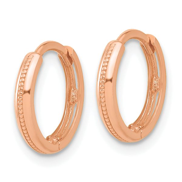 Leslie's 14K Rose Gold Polished and Textured Huggie Hoop Earrings - Image 2