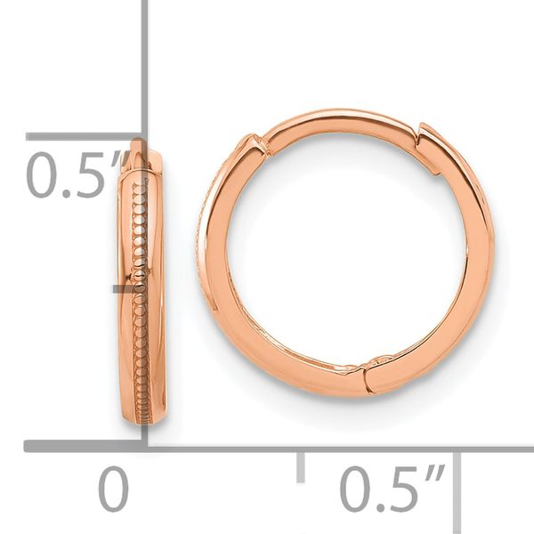 Leslie's 14K Rose Gold Polished and Textured Huggie Hoop Earrings - Image 4