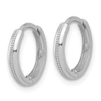 Leslie's 14K White Gold Polished and Textured Huggie Hoop Earrings - Image 2