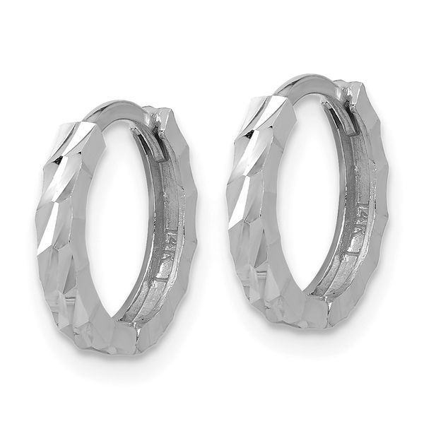 Leslie's 14K White Gold Polished/Diamond-cut Huggie Hoop Earrings - Image 2