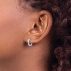 Leslie's 14K White Gold Polished/Diamond-cut Huggie Hoop Earrings - Image 3