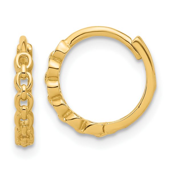 Leslie's 14K Polished Round Link Pattern Huggie Hoop Earrings