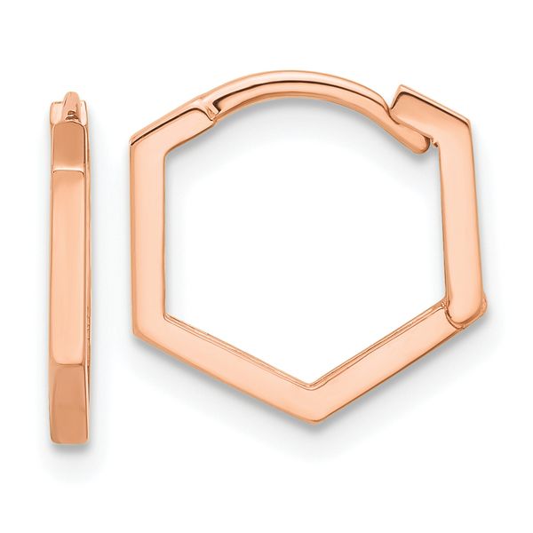Leslie's 14K Rose Gold Polished Geometric Hoop Earrings