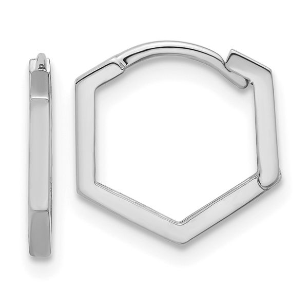 Leslie's 14K White Gold Polished Geometric Hoop Earrings