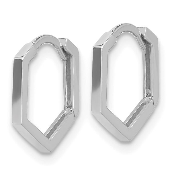 Leslie's 14K White Gold Polished Geometric Hoop Earrings - Image 2