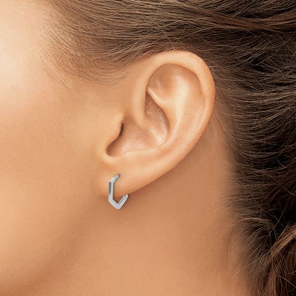 Leslie's 14K White Gold Polished Geometric Hoop Earrings - Image 3