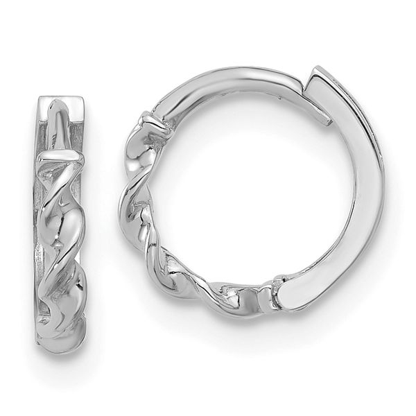 Leslie's 14K White Gold Polished Twisted Huggie Hoop Earrings