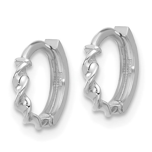 Leslie's 14K White Gold Polished Twisted Huggie Hoop Earrings - Image 2