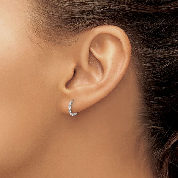 Leslie's 14K White Gold Polished Twisted Huggie Hoop Earrings - Image 3