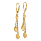 14K Polished and Brushed Dangle Leverback Earrings - Image 2