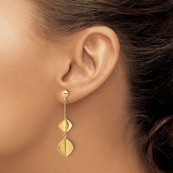 Leslie's 14K Polished Fancy Dangle Post Earrings - Image 3