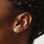 14K Two-tone Polished and Diamond-cut Flower Post Earrings - Image 3