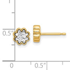 14K Two-tone Polished and Diamond-cut Flower Post Earrings - Image 4