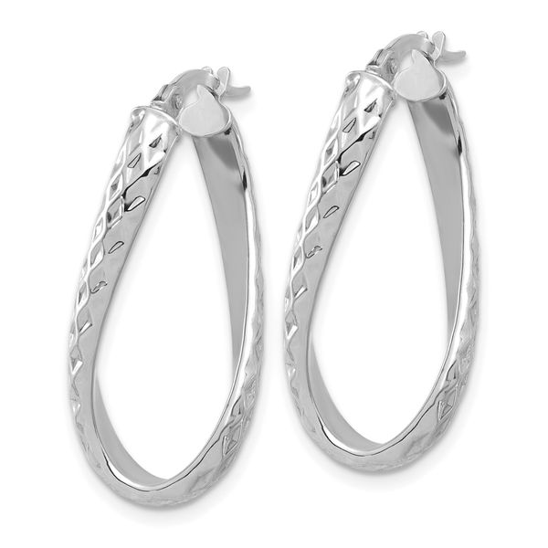14K w/ White Rhodium Plating Polished & D/C Twist Hoop Earrings - Image 2