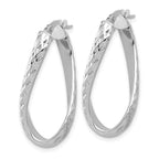 14K w/ White Rhodium Plating Polished & D/C Twist Hoop Earrings - Image 2