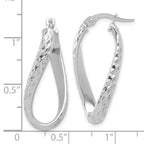 14K w/ White Rhodium Plating Polished & D/C Twist Hoop Earrings - Image 4